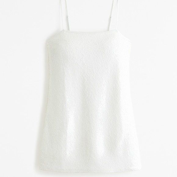 NEW Abercrombie & Fitch White Sparkle Sequin Dress - Picture 8 of 9